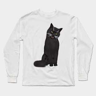 Adorable Siberian Black cat Long Sleeve T-Shirt